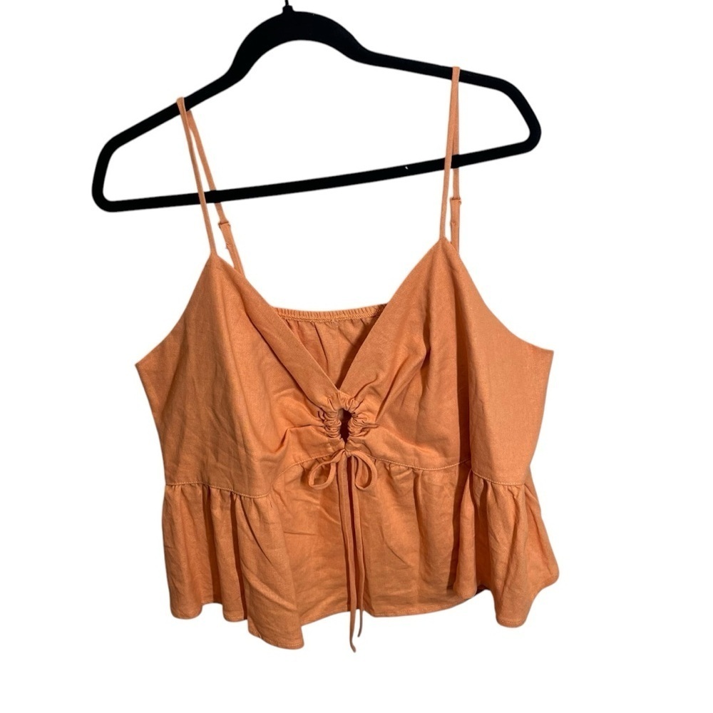 And now this orange babydoll camisole tank top linen blend women’s 3x